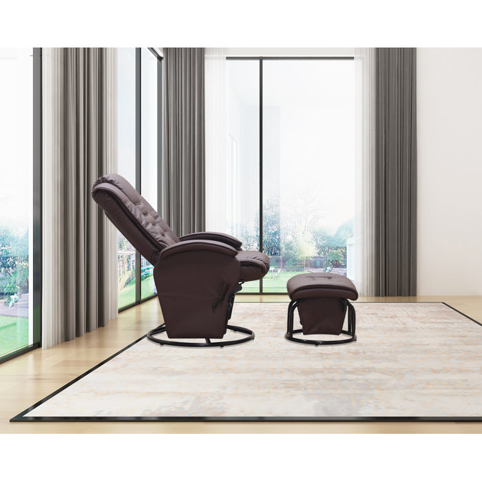 Latitude Run® Freia Vegan Leather Swivel Reclining Rocking Chair